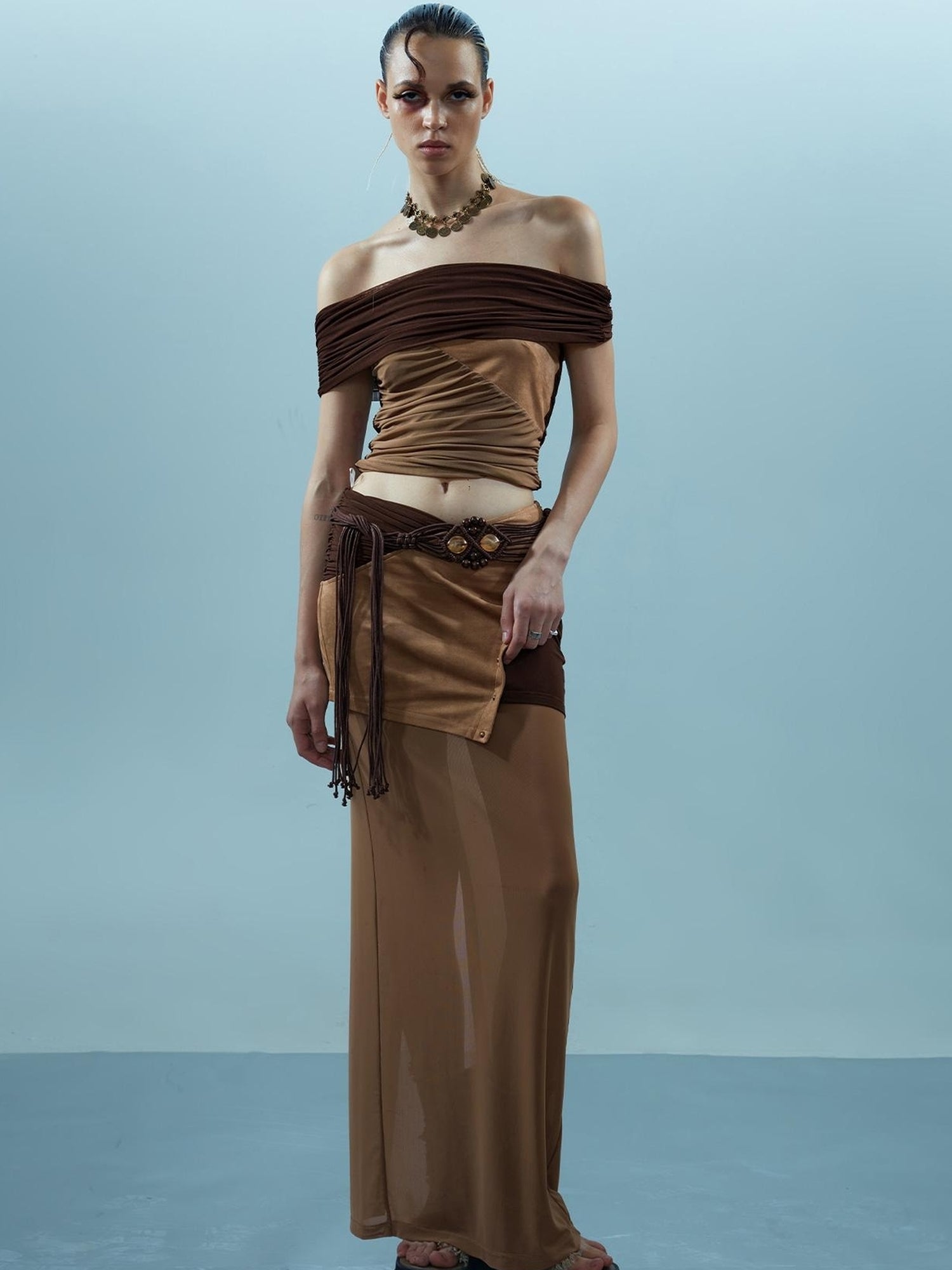 NN NORTH NODE Piscean Loom Ethereal Threads Riveted Mesh Skirt