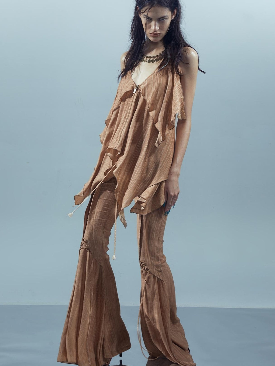 NN NORTH NODE Piscean Loom Ethereal Threads Smocked Backless Camisole