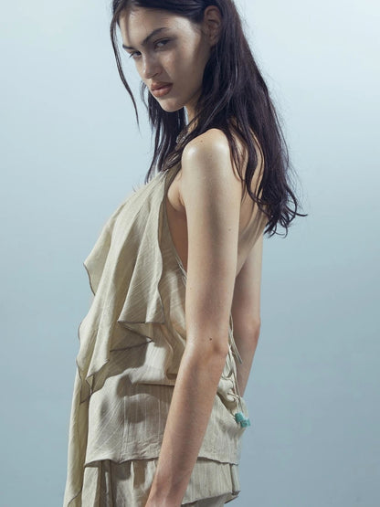 Piscean Loom Ethereal Threads Smocked Backless Camisole