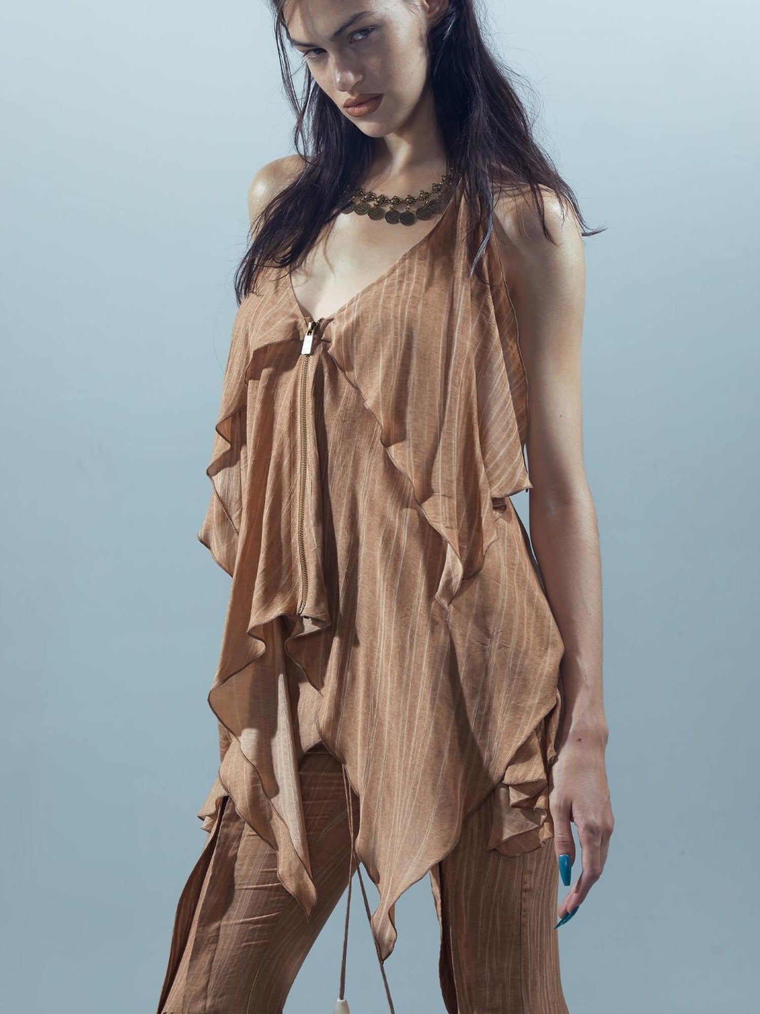 NN NORTH NODE Piscean Loom Ethereal Threads Smocked Backless Camisole