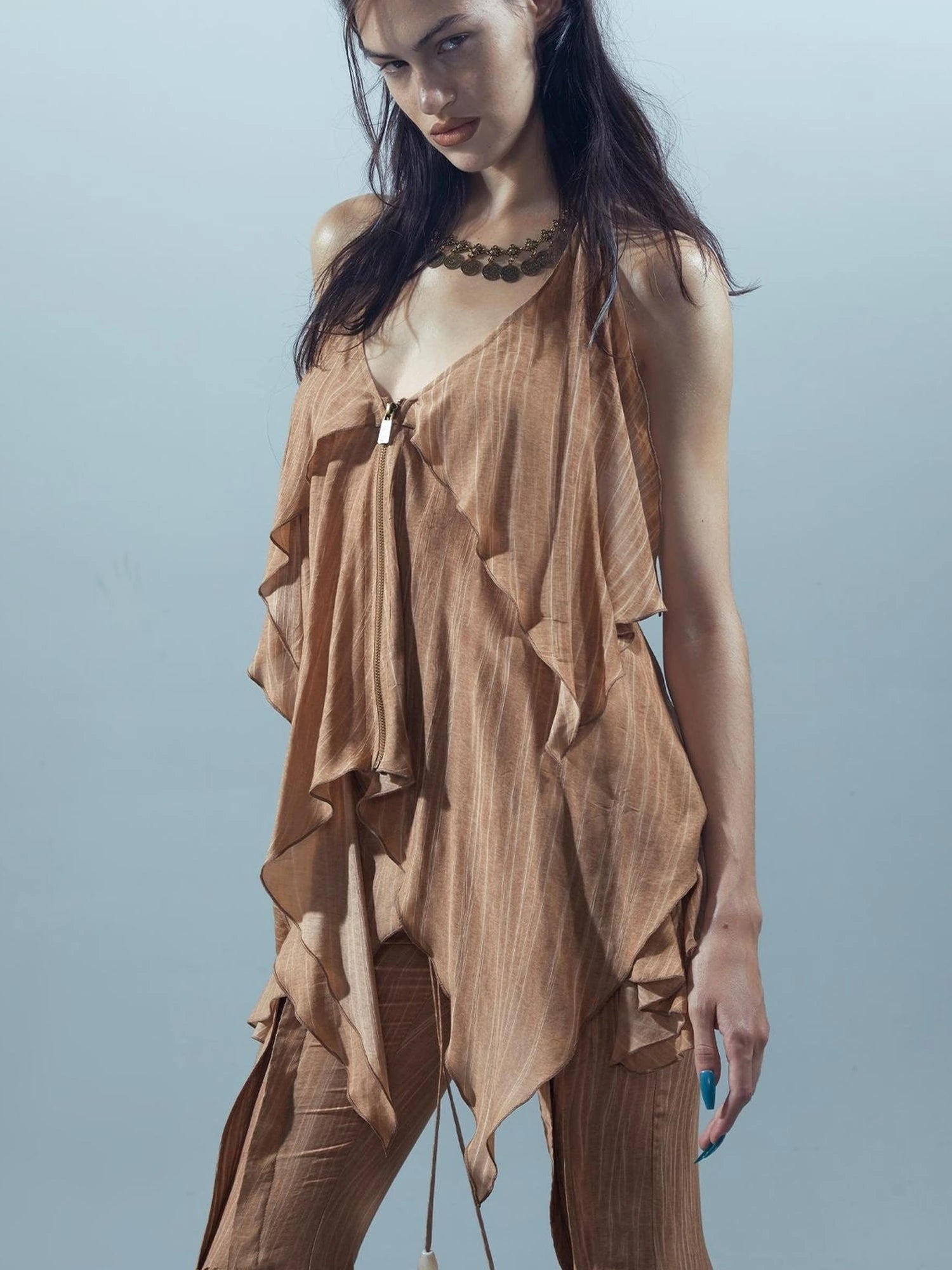 Piscean Loom Ethereal Threads Smocked Backless Camisole
