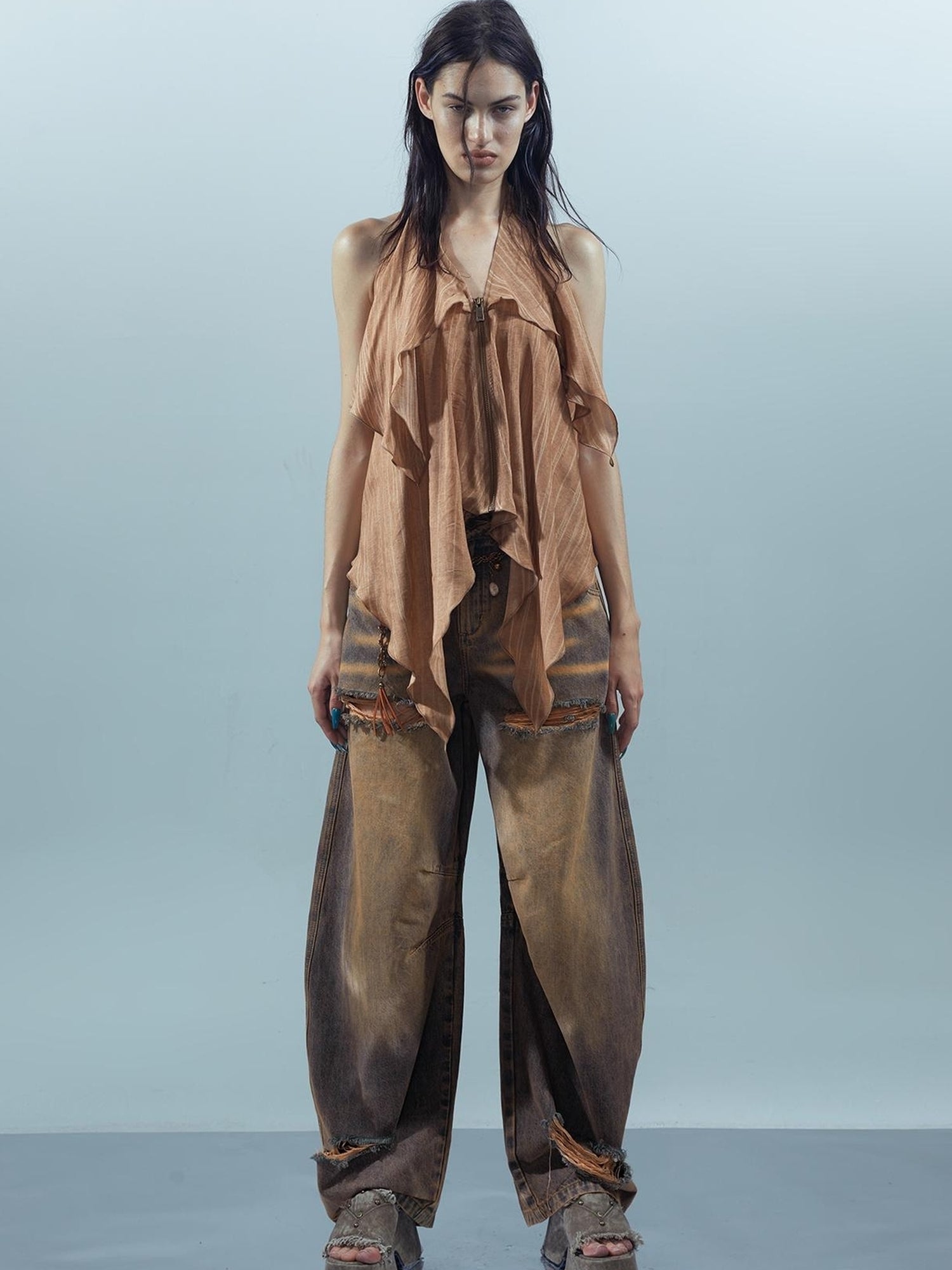 NN NORTH NODE Piscean Loom Ethereal Threads Smocked Backless Camisole