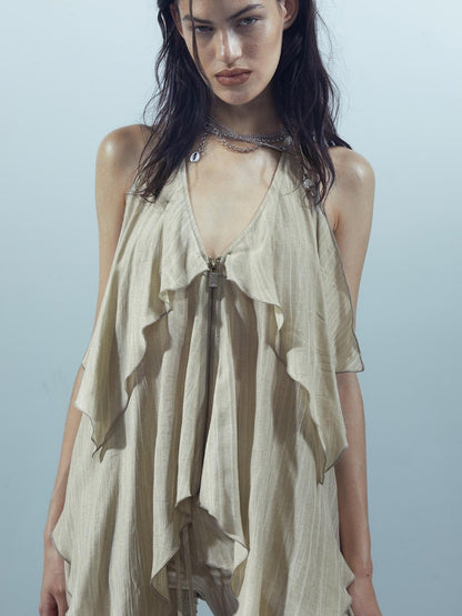 NN NORTH NODE Piscean Loom Ethereal Threads Smocked Backless Camisole