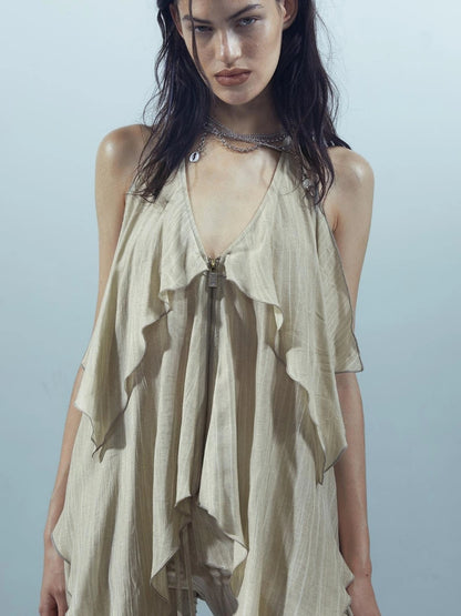 Piscean Loom Ethereal Threads Smocked Backless Camisole