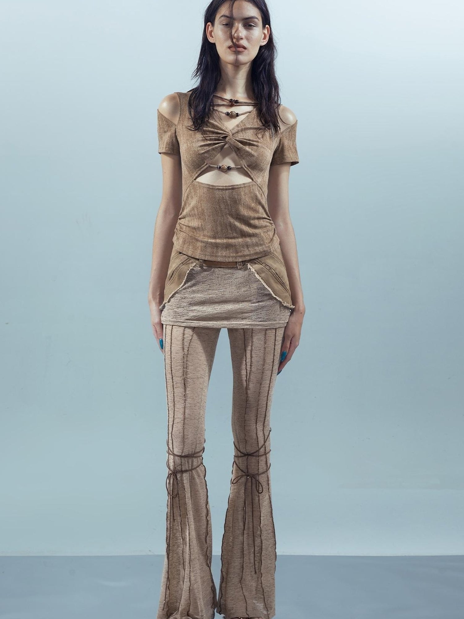 UpdateNN NORTH NODE Piscean Loom Ethereal Threads V-Neck Beaded T-Shirt