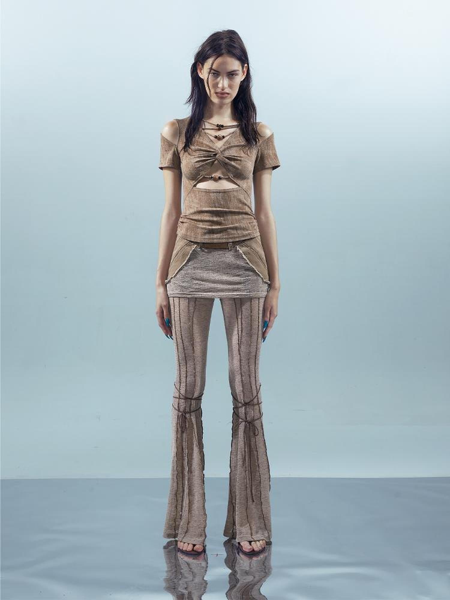 UpdateNN NORTH NODE Piscean Loom Ethereal Threads V-Neck Beaded T-Shirt