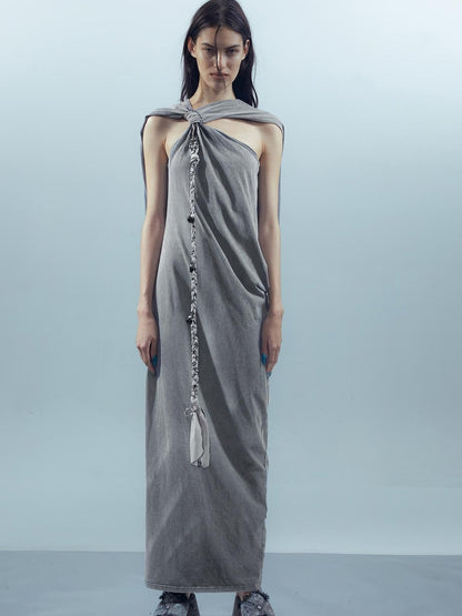 UpdateNN NORTH NODE Piscean Mirage Ethereal Threads Washed Tie Dye V-neck Dress