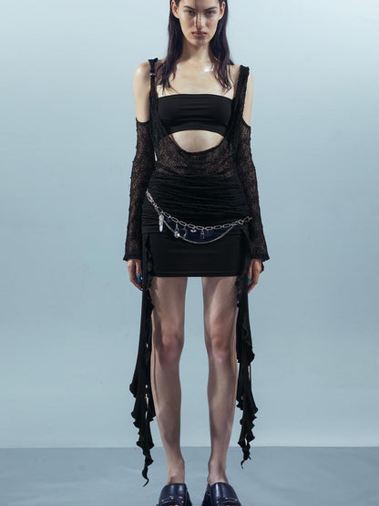 UpdateNN NORTH NODE Piscean Odyssey Ethereal Lace Hem Knit Skirt