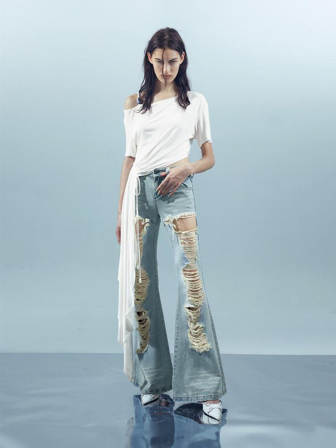 UpdateNN NORTH NODE Piscean Odyssey Off Shoulder Tee With Detachable Scarf