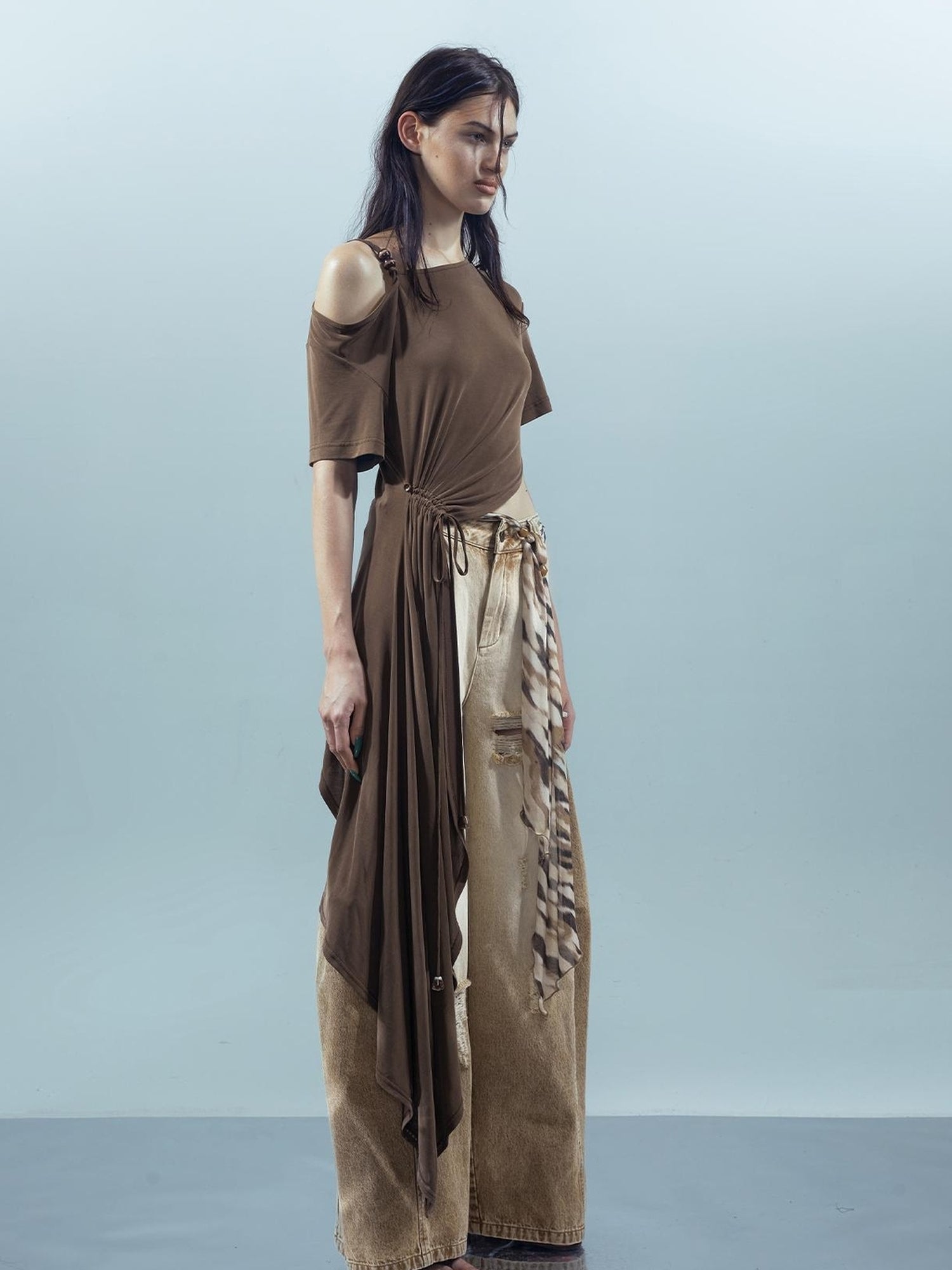UpdateNN NORTH NODE Piscean Odyssey Off Shoulder Tee With Detachable Scarf