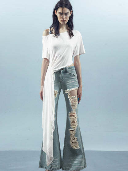 UpdateNN NORTH NODE Piscean Odyssey Off Shoulder Tee With Detachable Scarf