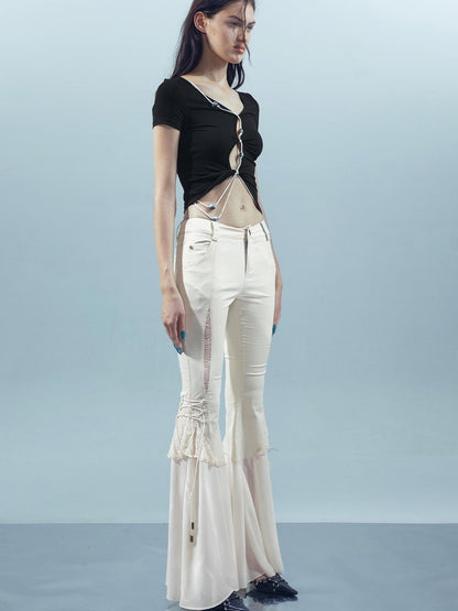 UpdateNN NORTH NODE Pisces Loom Ethereal Threads V-Neck Beaded T-Shirt
