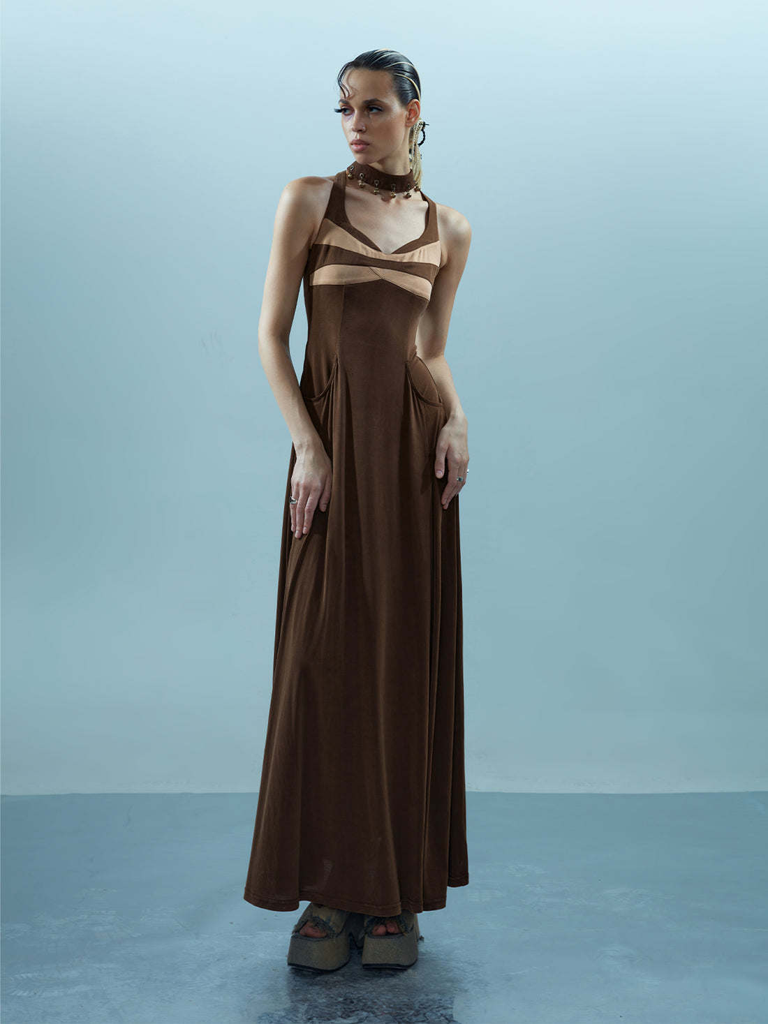 NN NORTH NODE Pisces Loom Ethereal Threads V-Neck Dress