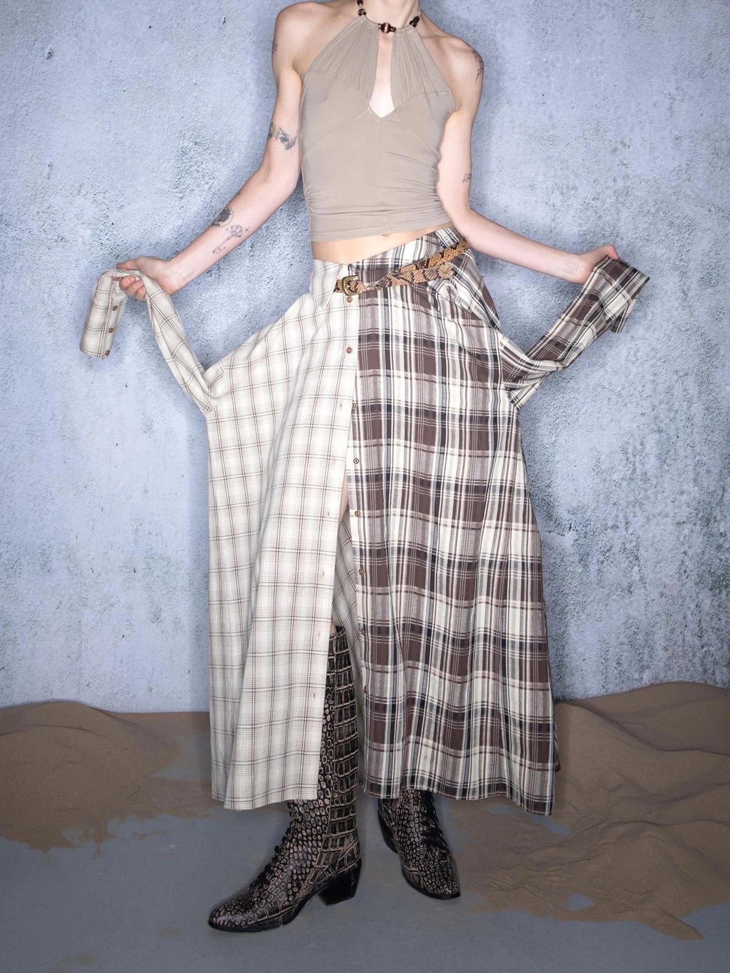 Plaid Patchwork Multi Way Skirt
