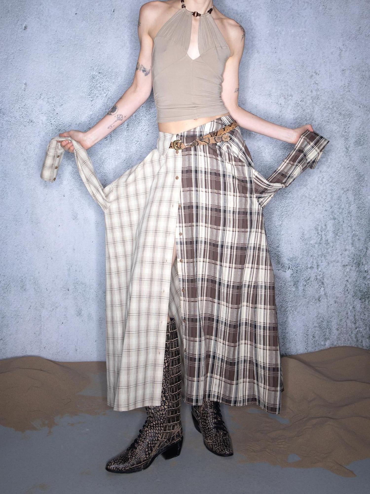 UpdateNN NORTH NODE Plaid Patchwork Multi Way Skirt
