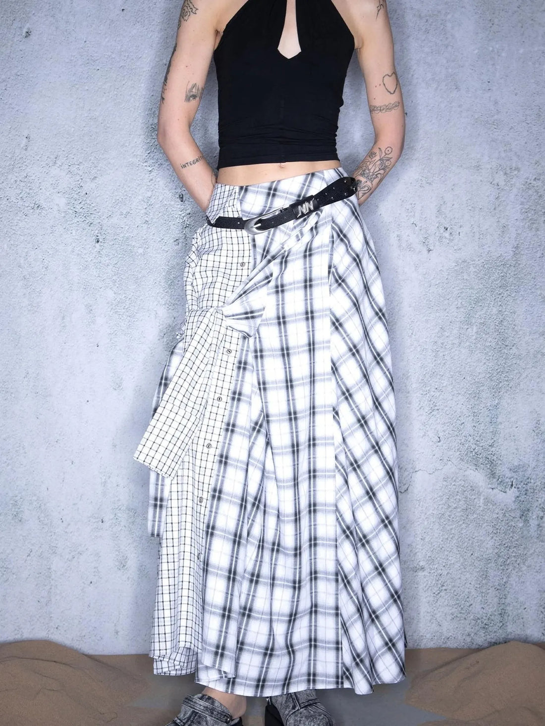 Plaid Patchwork Multi Way Skirt