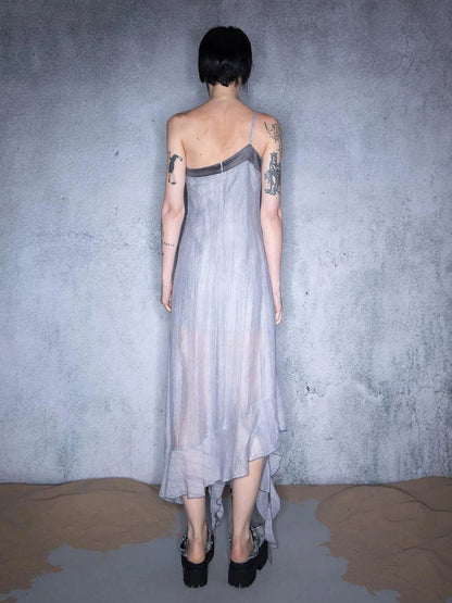 Pleated Asymmetric Tie Detail Nomad Dress V-neck T-shirt Long Sleeve