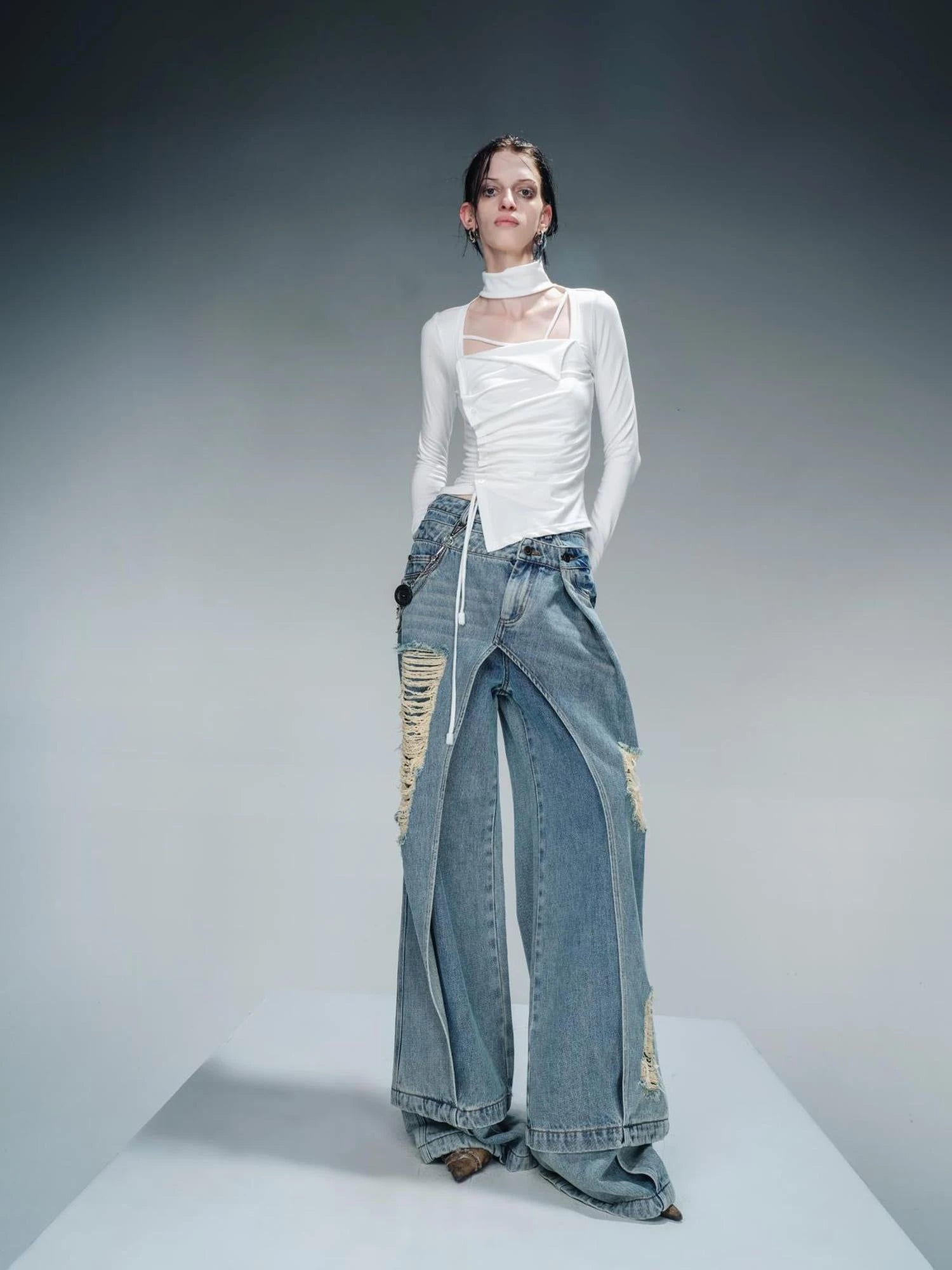 Pleated Drawstring Long Sleeve Base Layer