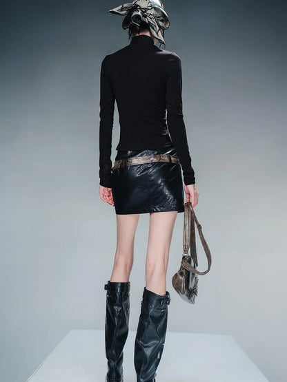 Pleated Drawstring Long Sleeve Base Layer