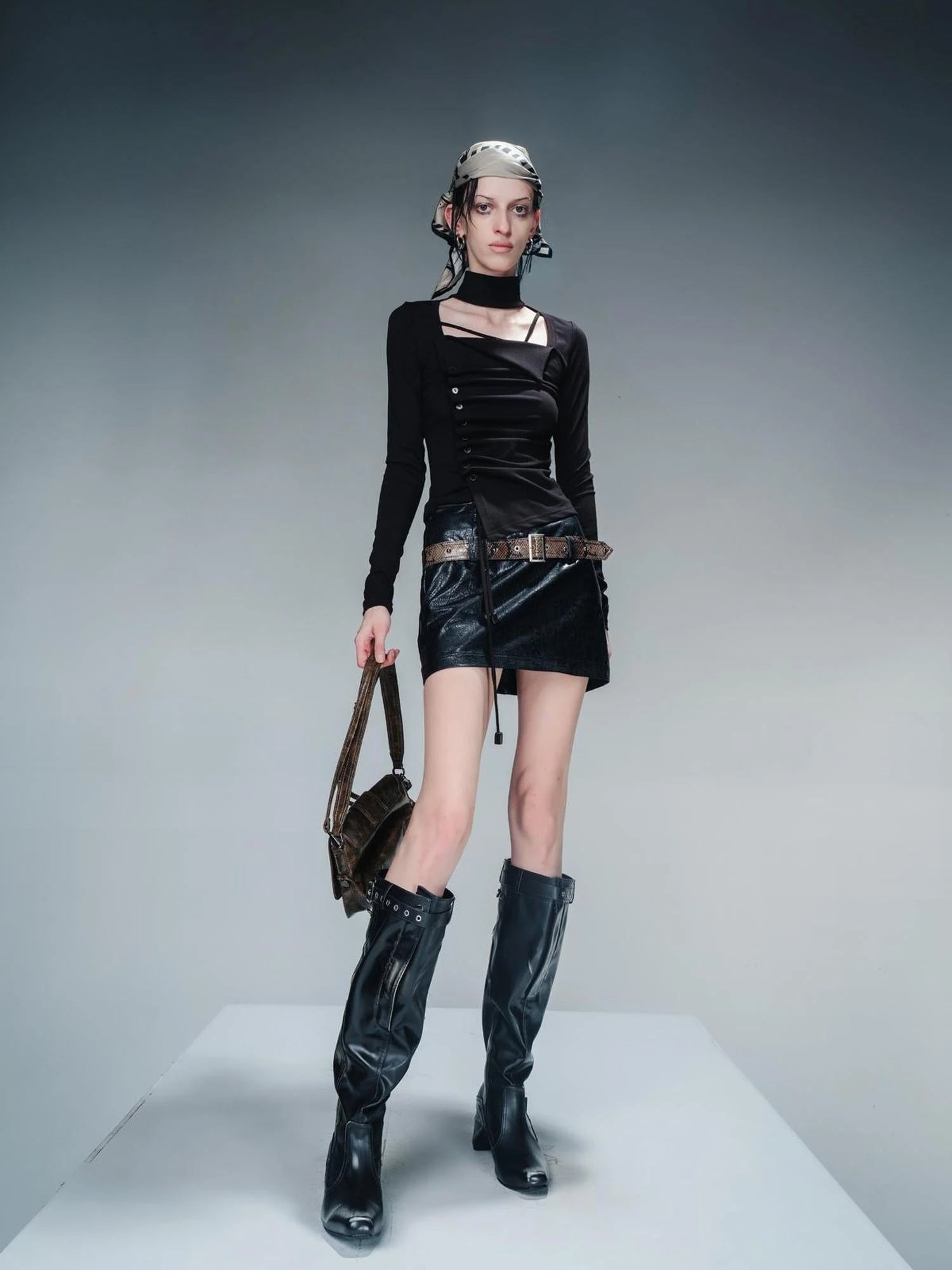 Pleated Drawstring Long Sleeve Base Layer