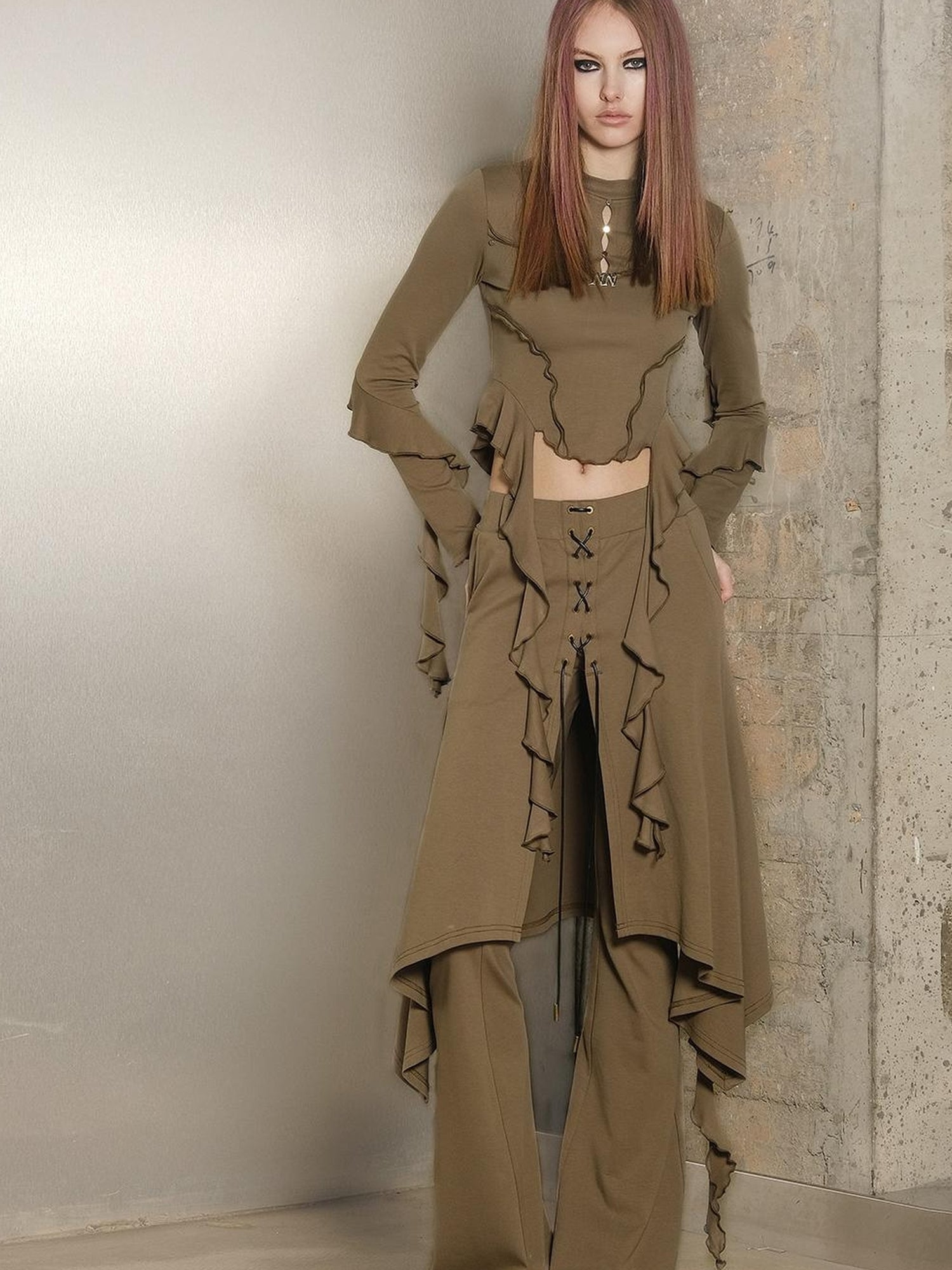 UpdateNN NORTH NODE Pleated Knit Culotte Trousers