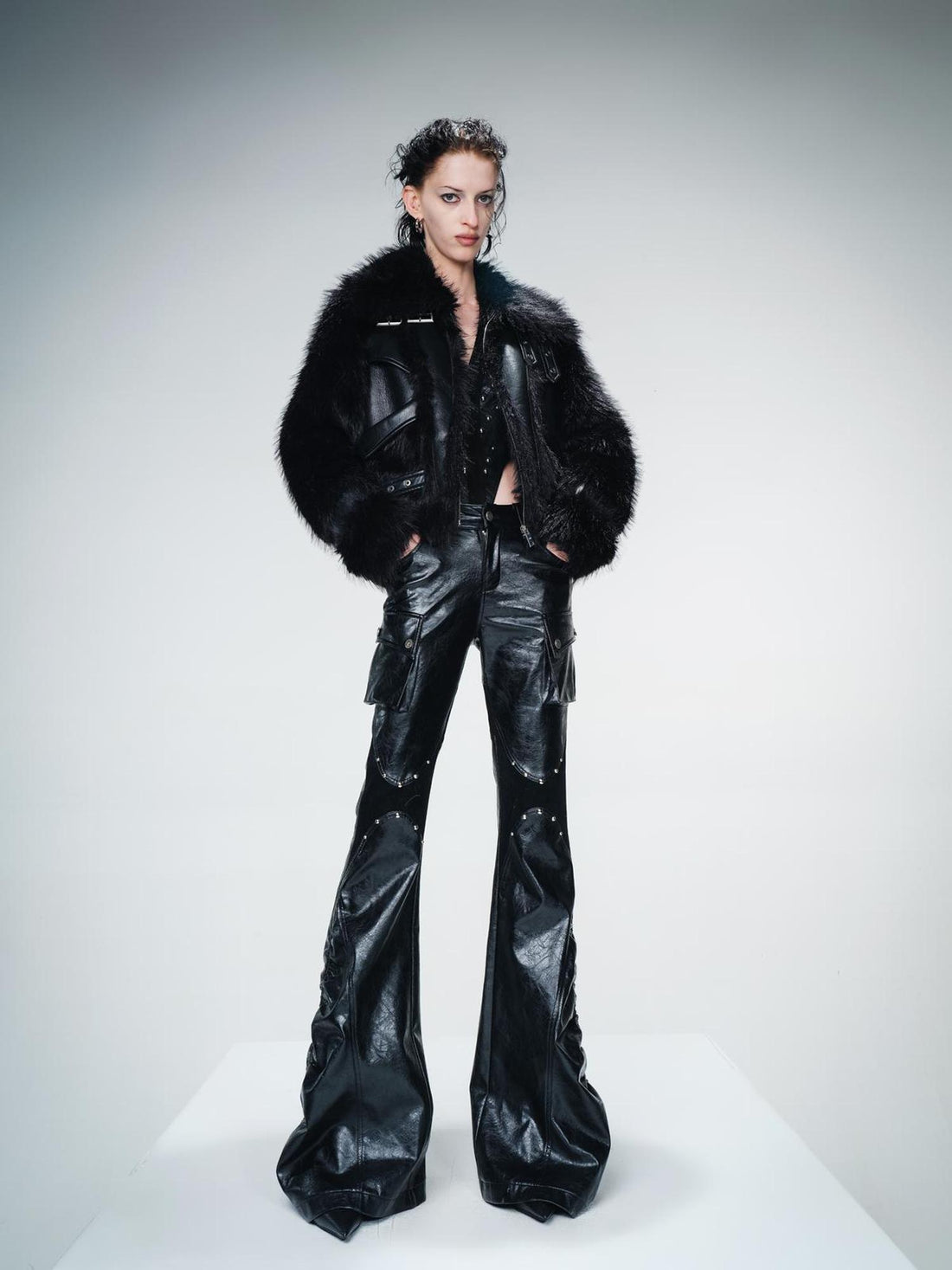 UpdateNN NORTH NODE Protein Leather Blend Shearling Jacket