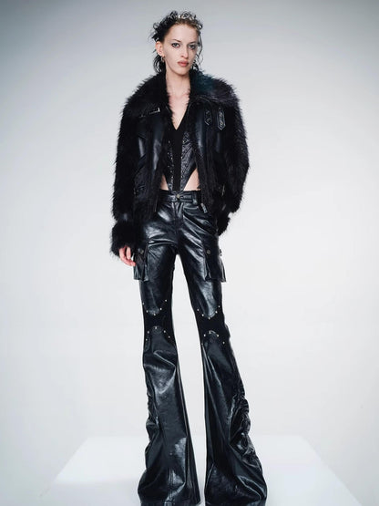 UpdateNN NORTH NODE Protein Leather Blend Shearling Jacket
