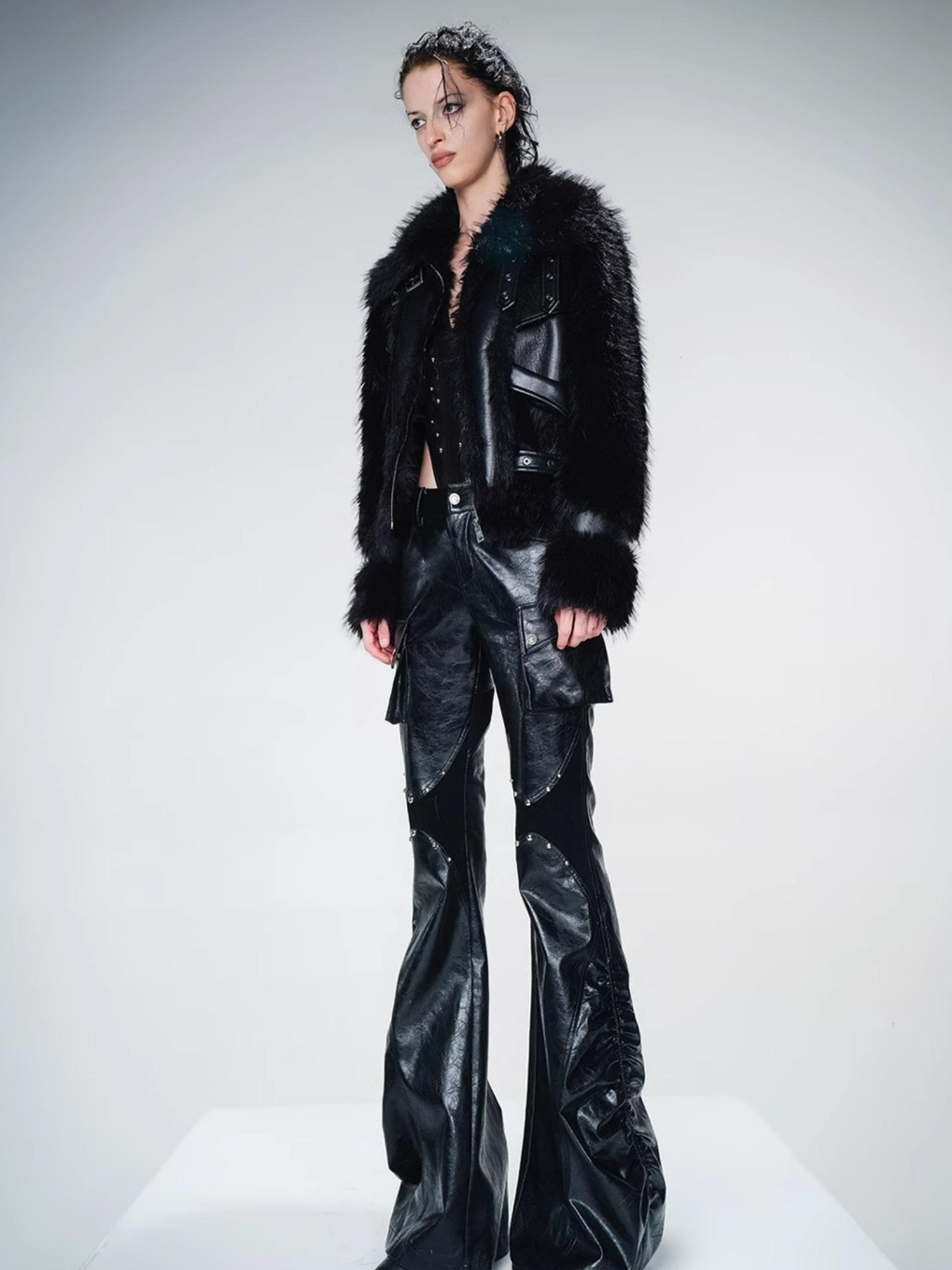UpdateNN NORTH NODE Protein Leather Blend Shearling Jacket