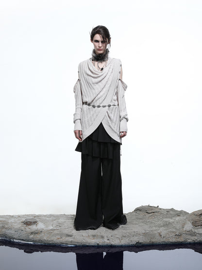 NN NORTH NODE Rayon Cotton Silk Mesh Knit Cardigan