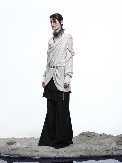 NN NORTH NODE Rayon Cotton Silk Mesh Knit Cardigan