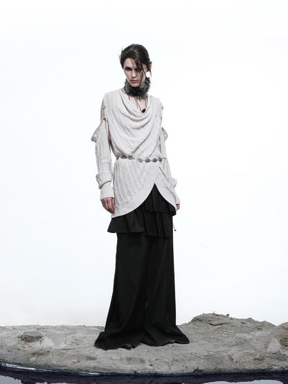 NN NORTH NODE Rayon Cotton Silk Mesh Knit Cardigan