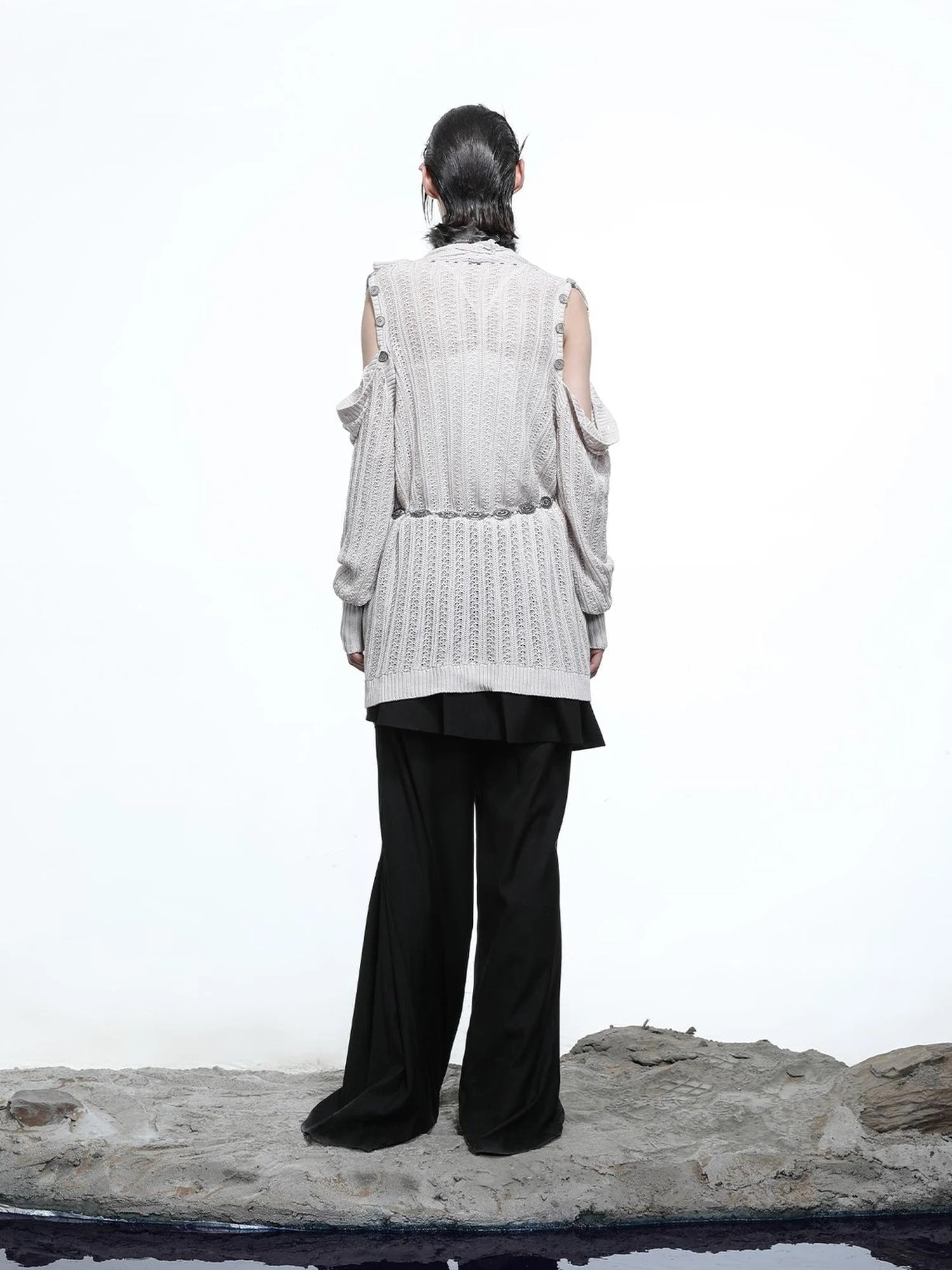 Rayon Cotton Silk Mesh Knit Cardigan