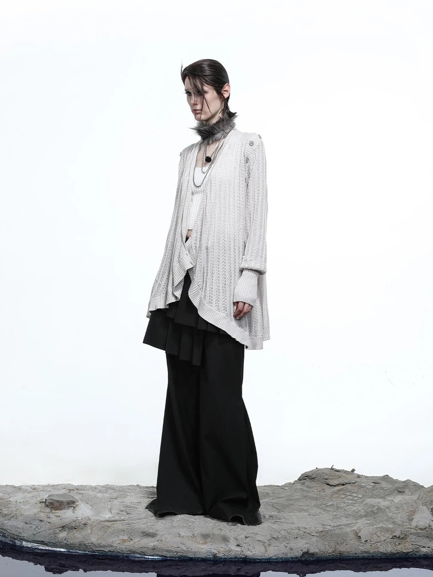 Rayon Cotton Silk Mesh Knit Cardigan