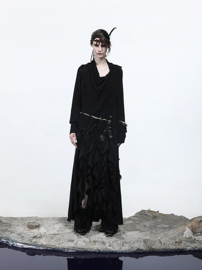 NN NORTH NODE Rayon Cotton Silk Mesh Knit Cardigan
