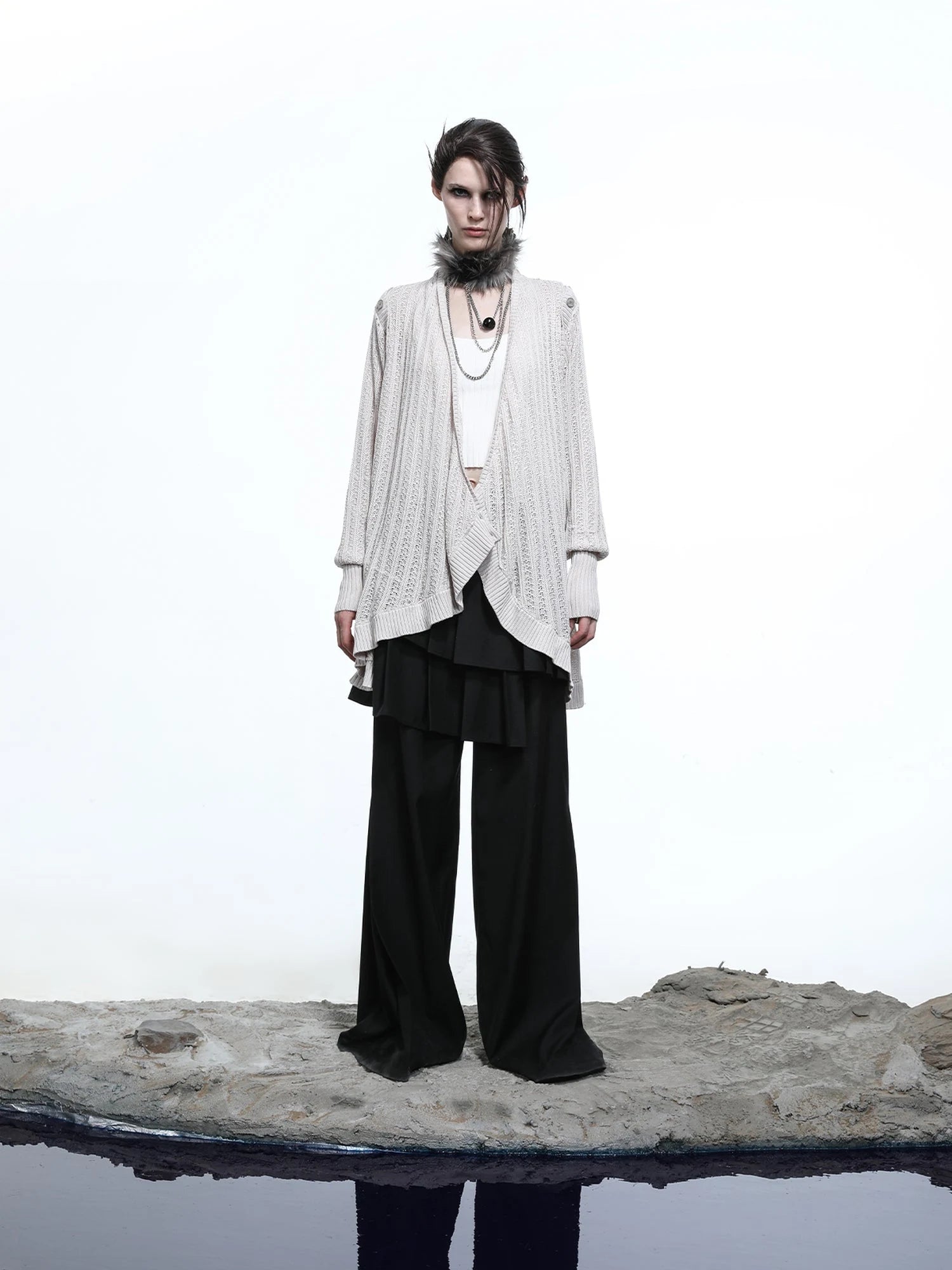 Rayon Cotton Silk Mesh Knit Cardigan