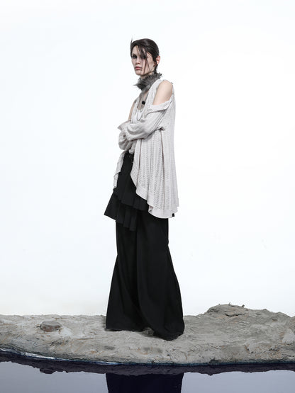 NN NORTH NODE Rayon Cotton Silk Mesh Knit Cardigan