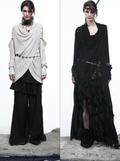 NN NORTH NODE Rayon Cotton Silk Mesh Knit Cardigan