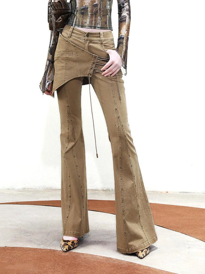 Rivet Chorus Flared Pants With Detachable Apron