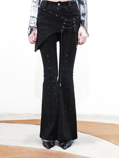 UpdateNN NORTH NODE Rivet Chorus Flared Pants With Detachable Apron