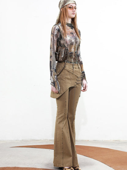 UpdateNN NORTH NODE Rivet Chorus Flared Pants With Detachable Apron
