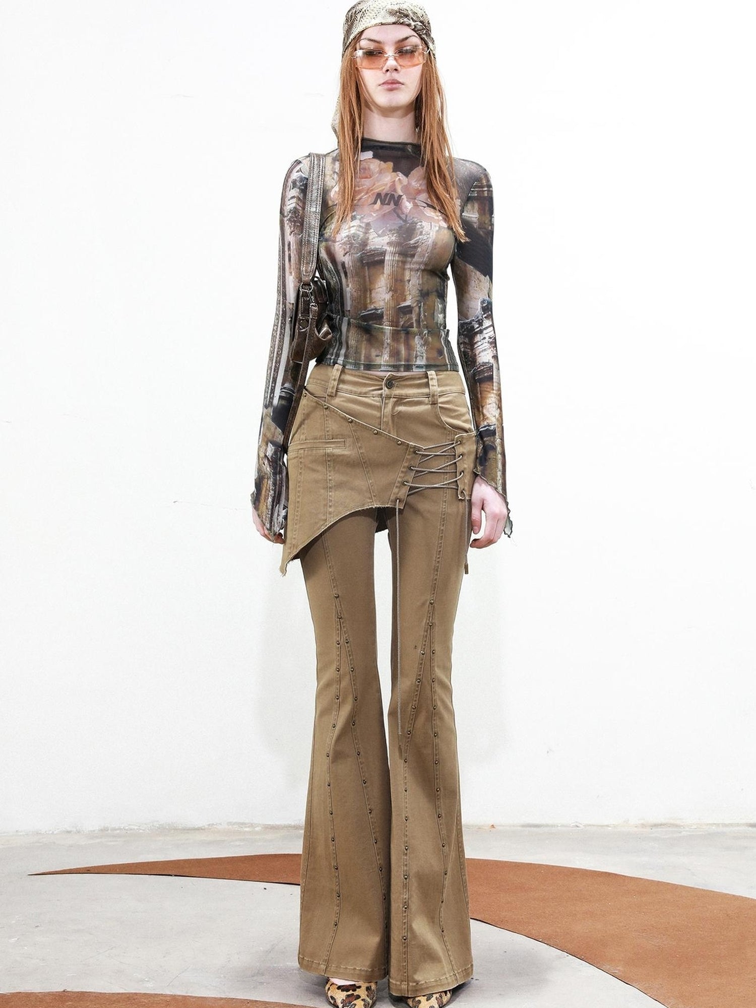 UpdateNN NORTH NODE Rivet Chorus Flared Pants With Detachable Apron