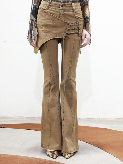 UpdateNN NORTH NODE Rivet Chorus Flared Pants With Detachable Apron