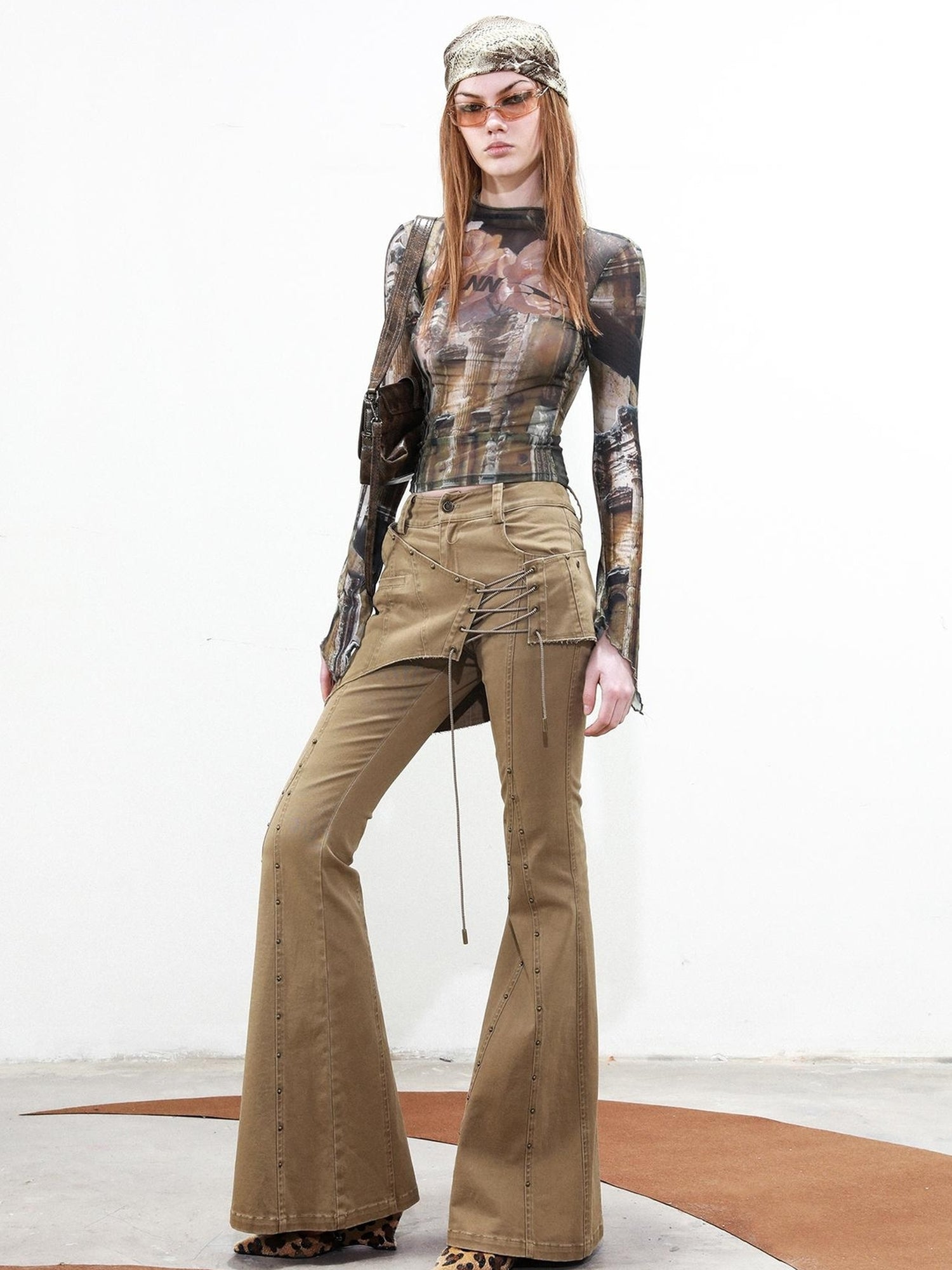 UpdateNN NORTH NODE Rivet Chorus Flared Pants With Detachable Apron