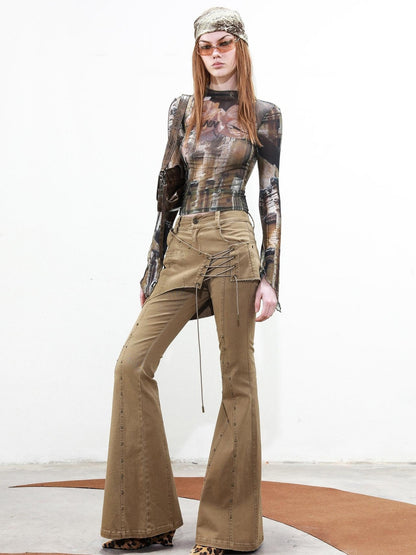 UpdateNN NORTH NODE Rivet Chorus Flared Pants With Detachable Apron