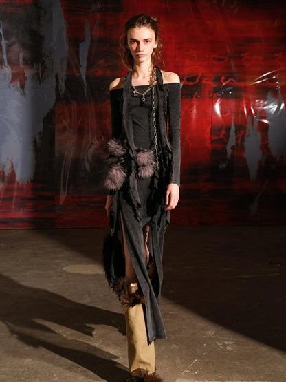 Ruffled Off Shoulder Dress with Layered Hem