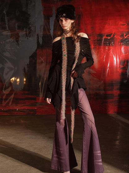 Ruffled Off Shoulder Sweatshirt