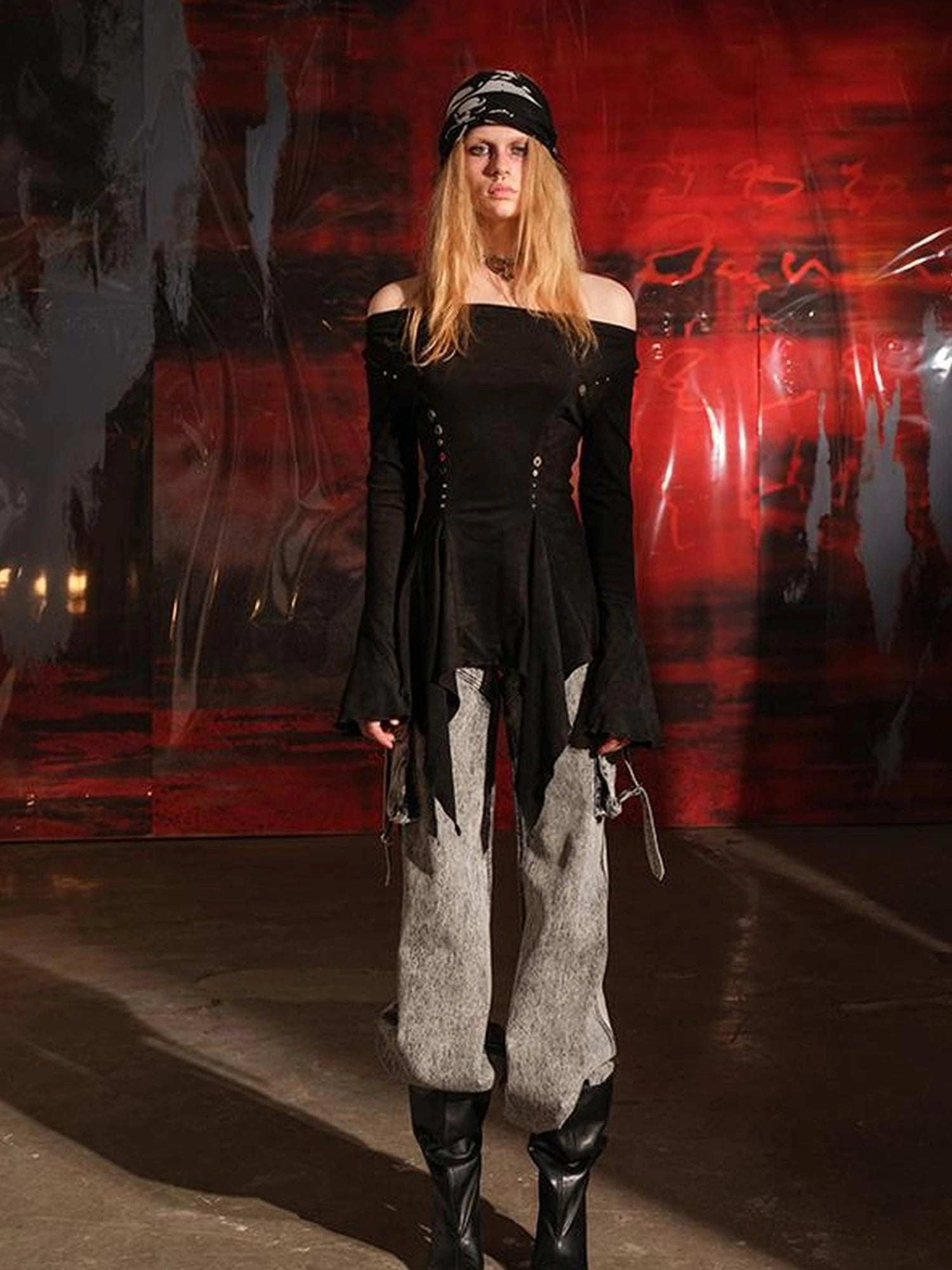 Ruffled Off Shoulder Sweatshirt