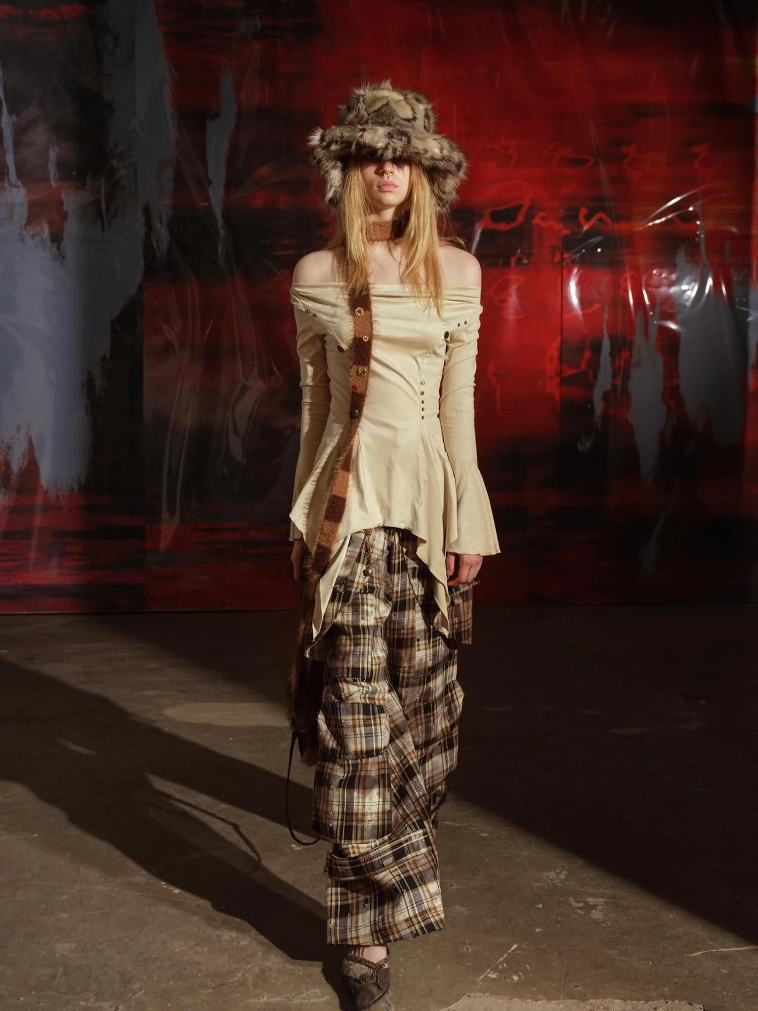 Ruffled Off Shoulder Sweatshirt