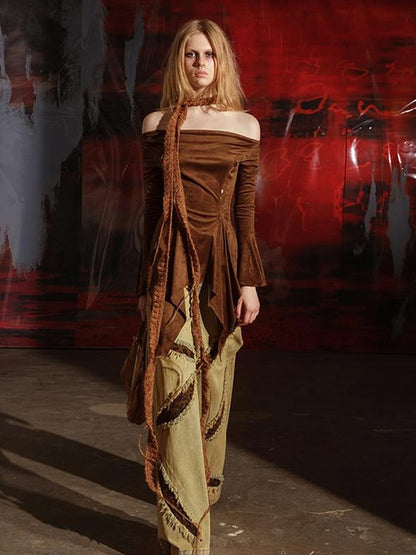 Ruffled Off Shoulder Sweatshirt