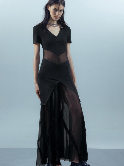 UpdateNN NORTH NODE Sheer Mesh Paneled Washable Dress